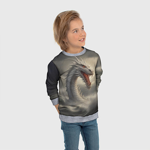 Детский свитшот Дракон в воде / 3D-Меланж – фото 3