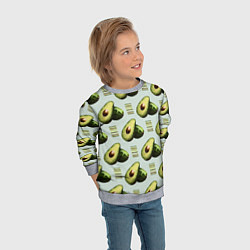 Свитшот детский Авокадо и полосы, цвет: 3D-меланж — фото 2