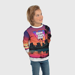 Свитшот детский GTA 6 лого на фоне заката, цвет: 3D-белый — фото 2