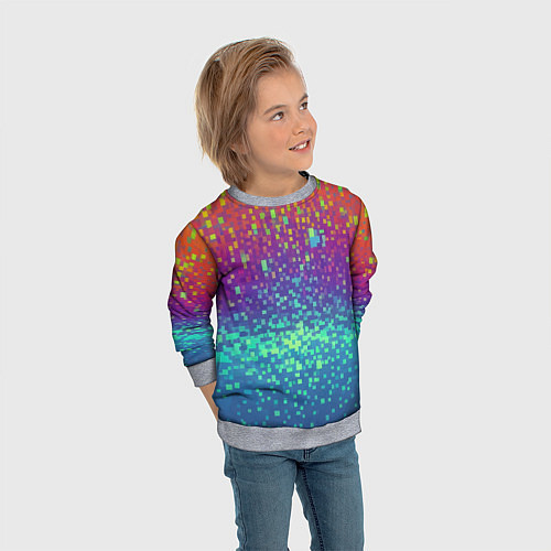 Детский свитшот Разноцветные пиксели / 3D-Меланж – фото 3