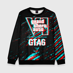 Детский свитшот GTA6 в стиле glitch и баги графики на темном фоне