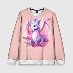 Свитшот детский Дракончик с цветами, цвет: 3D-белый