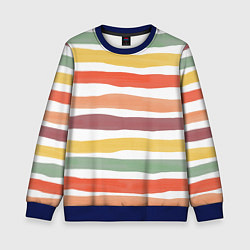 Свитшот детский Разноцветные полосы от руки, цвет: 3D-синий