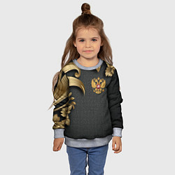 Свитшот детский Золотой герб России и объемные узоры, цвет: 3D-меланж — фото 2