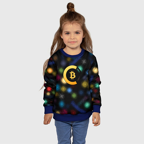 Детский свитшот Bitcoin logo criptomoney / 3D-Синий – фото 4