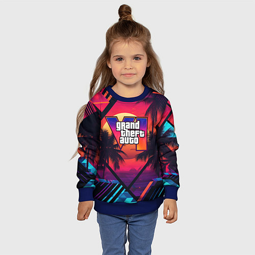 Детский свитшот GTA 6 аbstract logo / 3D-Синий – фото 4
