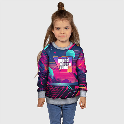 Детский свитшот GTA 6 логотип и абстракция / 3D-Меланж – фото 4