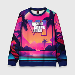Свитшот детский GTA 6 закат солнца, цвет: 3D-синий