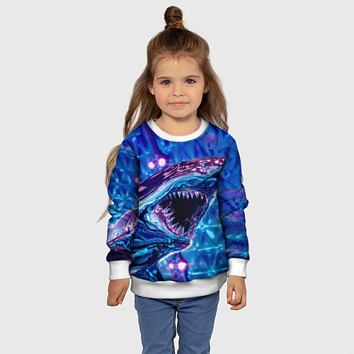 Детский свитшот Фиолетовая акула / 3D-Белый – фото 4