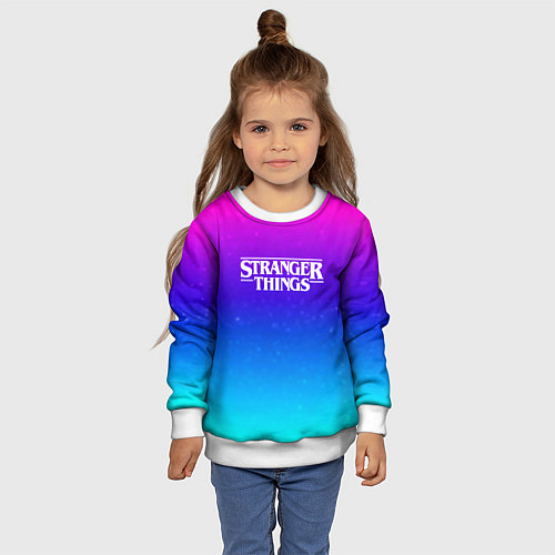 Детский свитшот Stranger Things gradient colors / 3D-Белый – фото 4