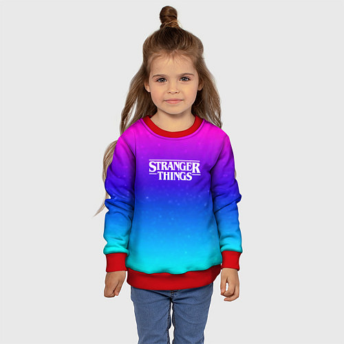 Детский свитшот Stranger Things gradient colors / 3D-Красный – фото 4