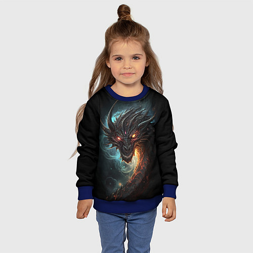 Детский свитшот Фэнтази дракон символ 2024 / 3D-Синий – фото 4