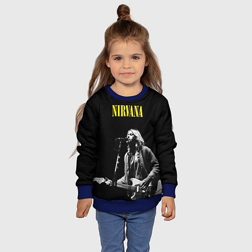 Детский свитшот Группа Nirvana Курт Кобейн / 3D-Синий – фото 4