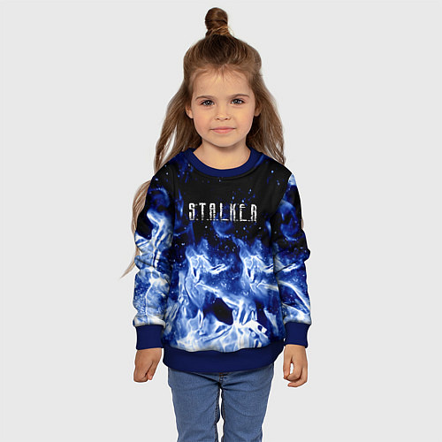 Детский свитшот Stalker огненный синий стиль / 3D-Синий – фото 4
