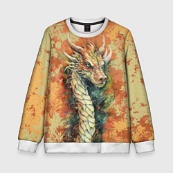 Детский свитшот Зеленый древесный дракон с листьями