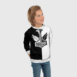 Свитшот детский Волки и молот Тора, цвет: 3D-белый — фото 2