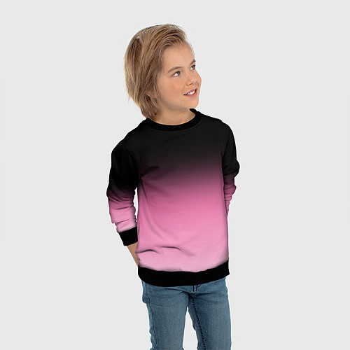 Детский свитшот Черно-розовый градиент / 3D-Черный – фото 3