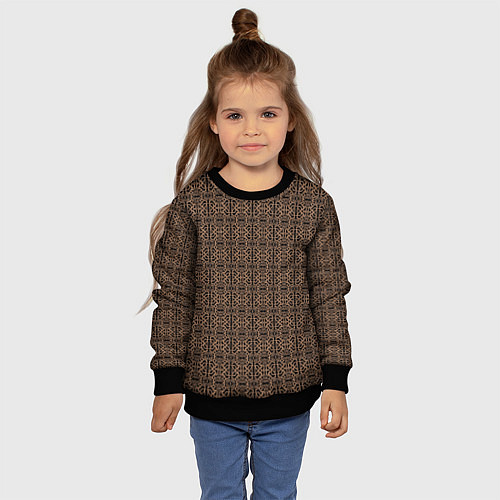 Детский свитшот Ажурный тёмно-коричневый / 3D-Черный – фото 4