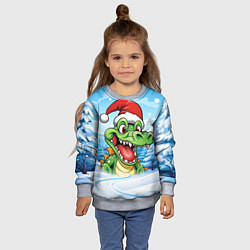 Свитшот детский Веселый дракон на фоне зимы, цвет: 3D-меланж — фото 2