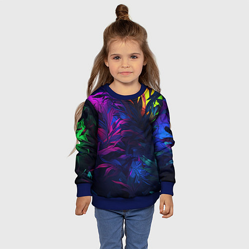 Детский свитшот Абстрактный камуфляж в кислотных абстрактных пятна / 3D-Синий – фото 4