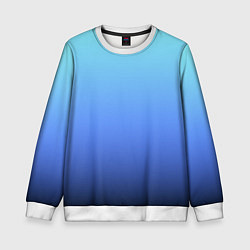 Свитшот детский Голубой и черно-синий градиент, цвет: 3D-белый