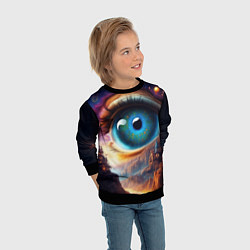 Свитшот детский Голубой глаз в небе над домами на вершине горы, цвет: 3D-черный — фото 2