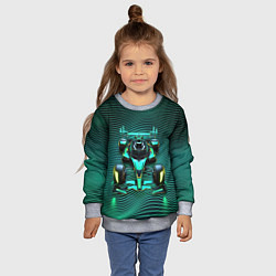 Свитшот детский Болид на неоновых волнах, цвет: 3D-меланж — фото 2