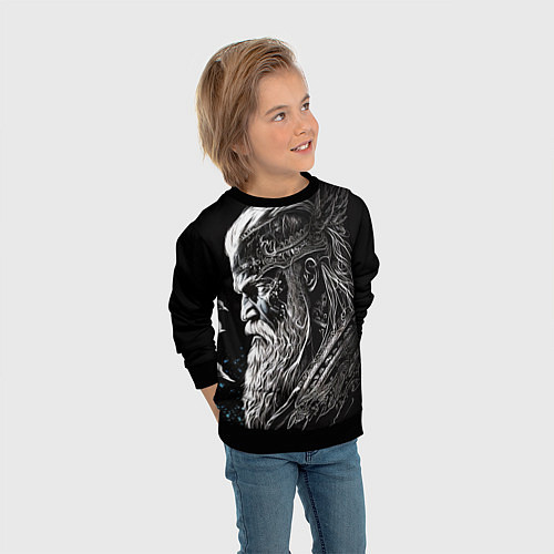 Детский свитшот Лидер викингов / 3D-Черный – фото 3