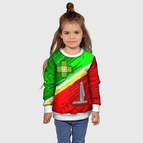 Детский свитшот Флаг Зеленограадского АО / 3D-Белый – фото 4