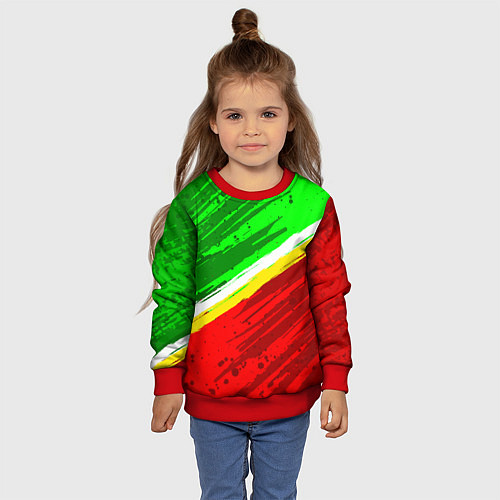 Детский свитшот Расцветка Зеленоградского флага / 3D-Красный – фото 4