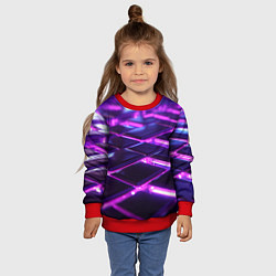 Свитшот детский Фиолетовая неоновая плитка, цвет: 3D-красный — фото 2