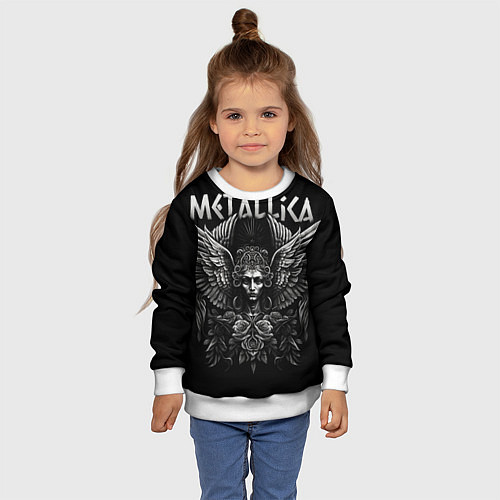 Детский свитшот Металлика на фоне ангела / 3D-Белый – фото 4