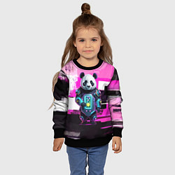 Свитшот детский Funny panda - cyberpunk, цвет: 3D-черный — фото 2