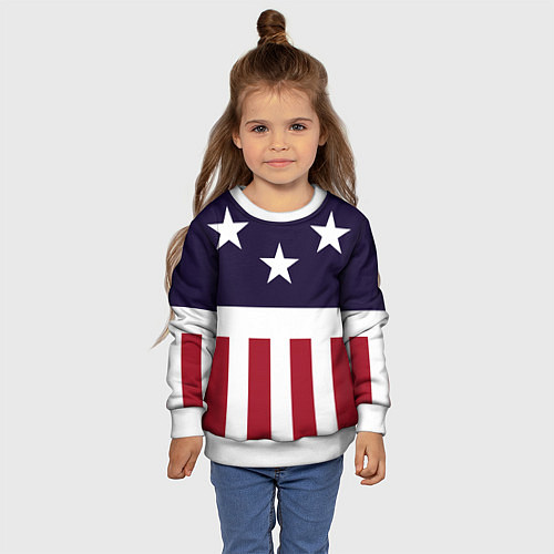 Детский свитшот Флаг Америки / 3D-Белый – фото 4