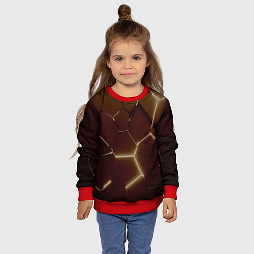 Детский свитшот Ретро плиты разломы прошлого / 3D-Красный – фото 4