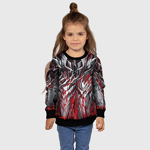 Детский свитшот Острый металл красный / 3D-Черный – фото 4