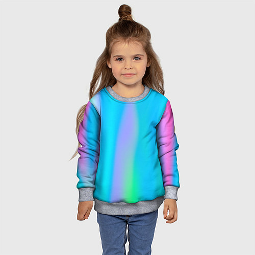 Детский свитшот Неоновые голографические линии / 3D-Меланж – фото 4