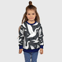 Свитшот детский Стая белых лебедей летящих в небе, цвет: 3D-синий — фото 2