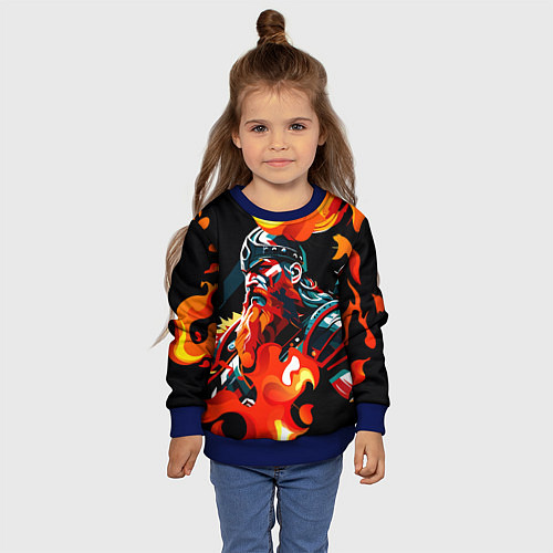 Детский свитшот Викинг в огне / 3D-Синий – фото 4