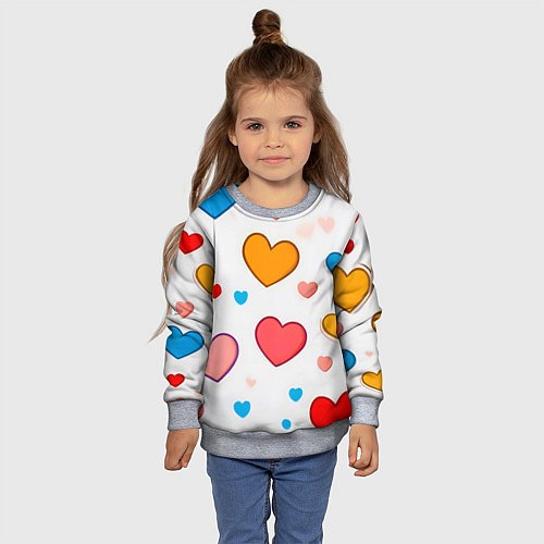 Детский свитшот Сердца сердечки / 3D-Меланж – фото 4