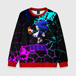 Свитшот детский Sonic sega game неоновая текстура, цвет: 3D-красный