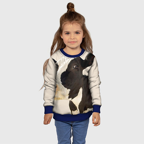 Детский свитшот Настоящая корова / 3D-Синий – фото 4