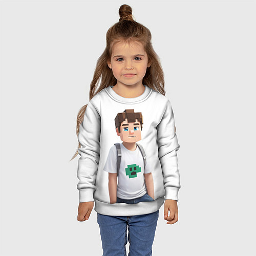 Детский свитшот Майнкрафт Стив парень Стив / 3D-Белый – фото 4