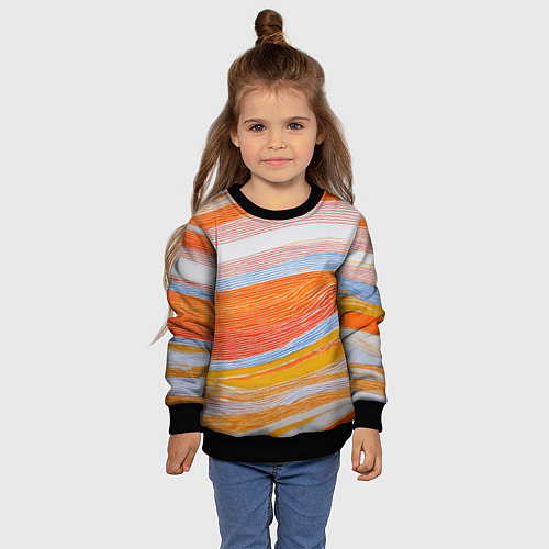 Детский свитшот Многоцветный полосатик / 3D-Черный – фото 4
