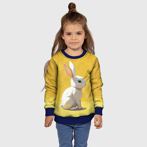 Детский свитшот Белоснежный кролик / 3D-Синий – фото 4