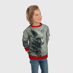 Свитшот детский Лис с оранжевыми глазами, цвет: 3D-красный — фото 2