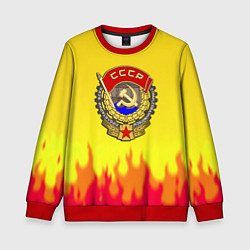 Свитшот детский СССР огонь герб, цвет: 3D-красный