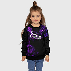 Свитшот детский Поднятие уровня в одиночку - фиолетовое пламя, цвет: 3D-черный — фото 2
