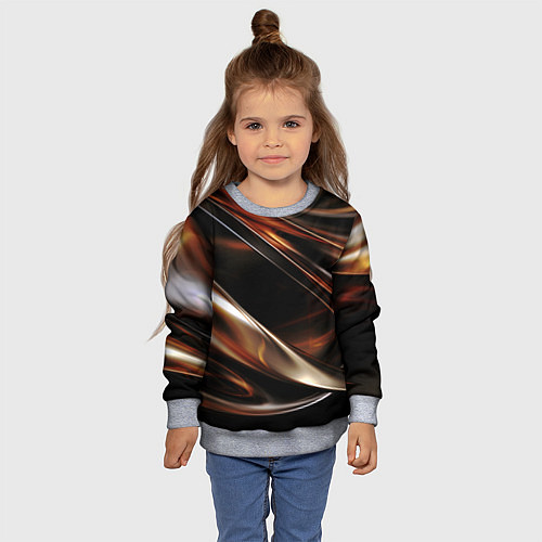 Детский свитшот Изогнутая шоколадная абстракция / 3D-Меланж – фото 4