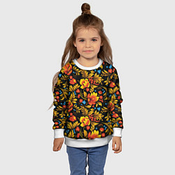 Свитшот детский Русская национальная роспись хохлома, цвет: 3D-белый — фото 2